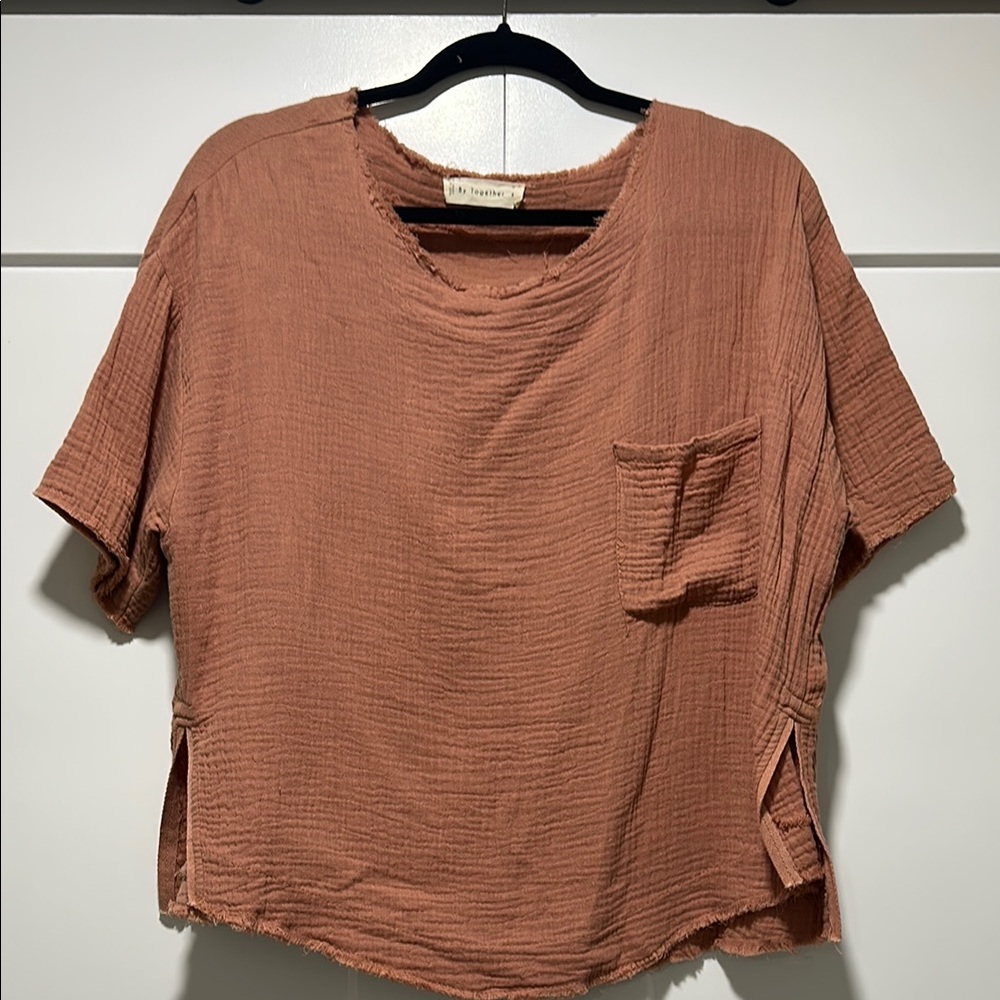 Women's Textured oversized cropped Top in Blush